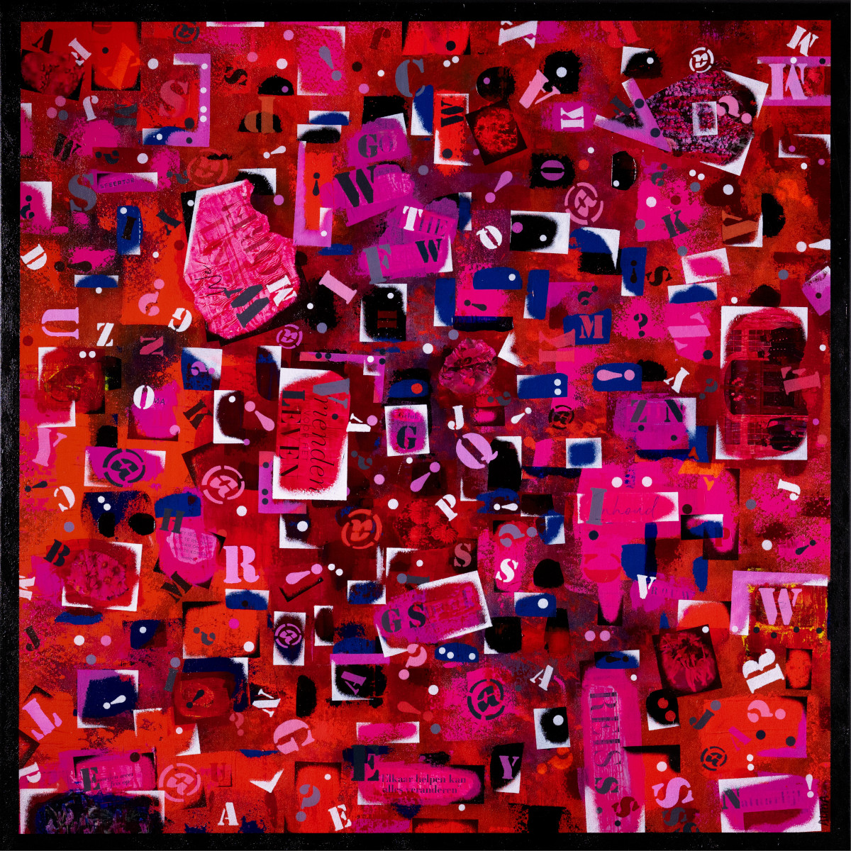 Abstract schilderij Inhoud van Alma Jansen met gelaagde structuur en emotionele diepgang