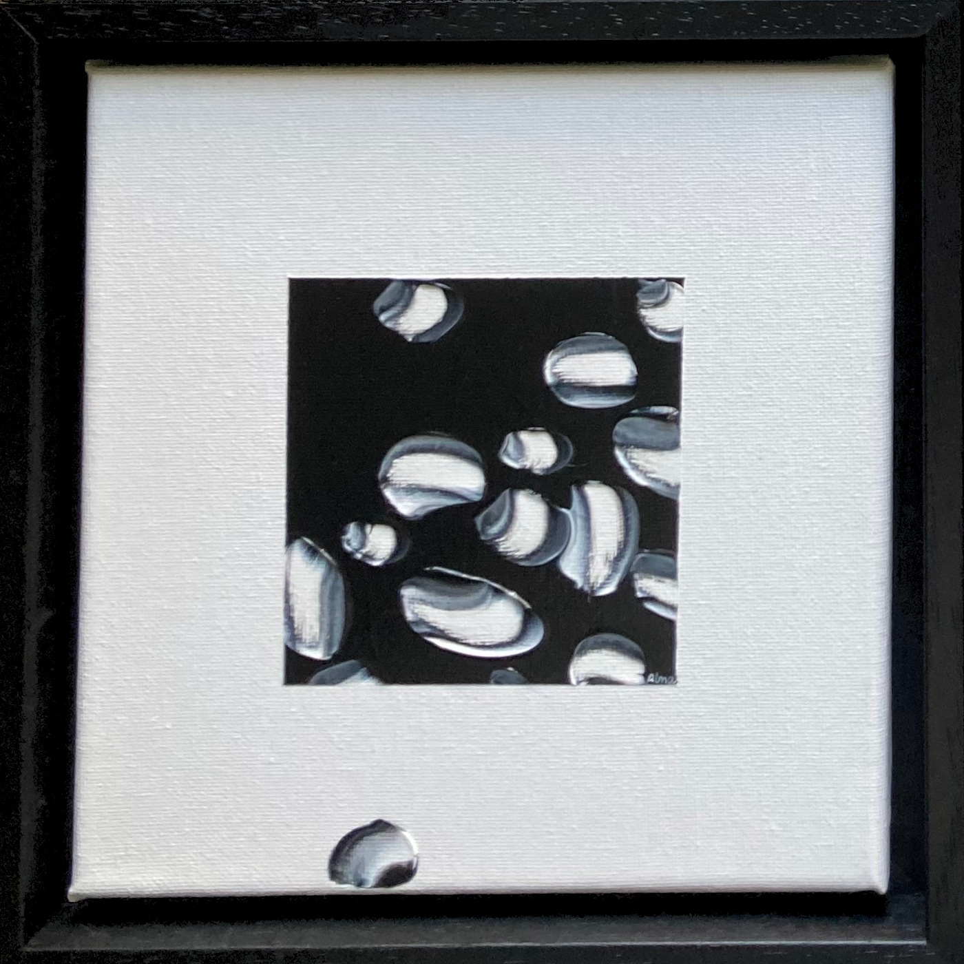 Abstract schilderij mosselen zwart wit Art by Alma